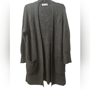 Charcoal Oversized Small Cardigan With Front Pockets